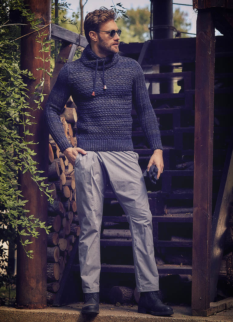 Wrap Front Medium Rise Slim Fit Gray Trousers