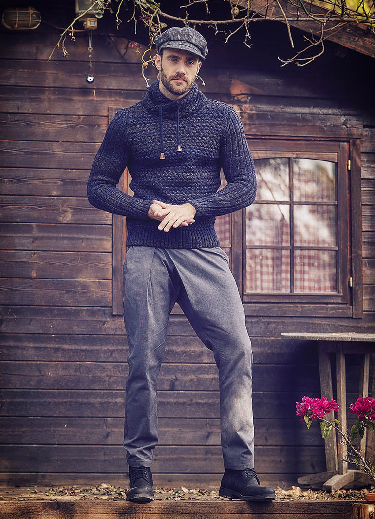 Wrap Front Medium Rise Slim Fit Dark Grey Trousers