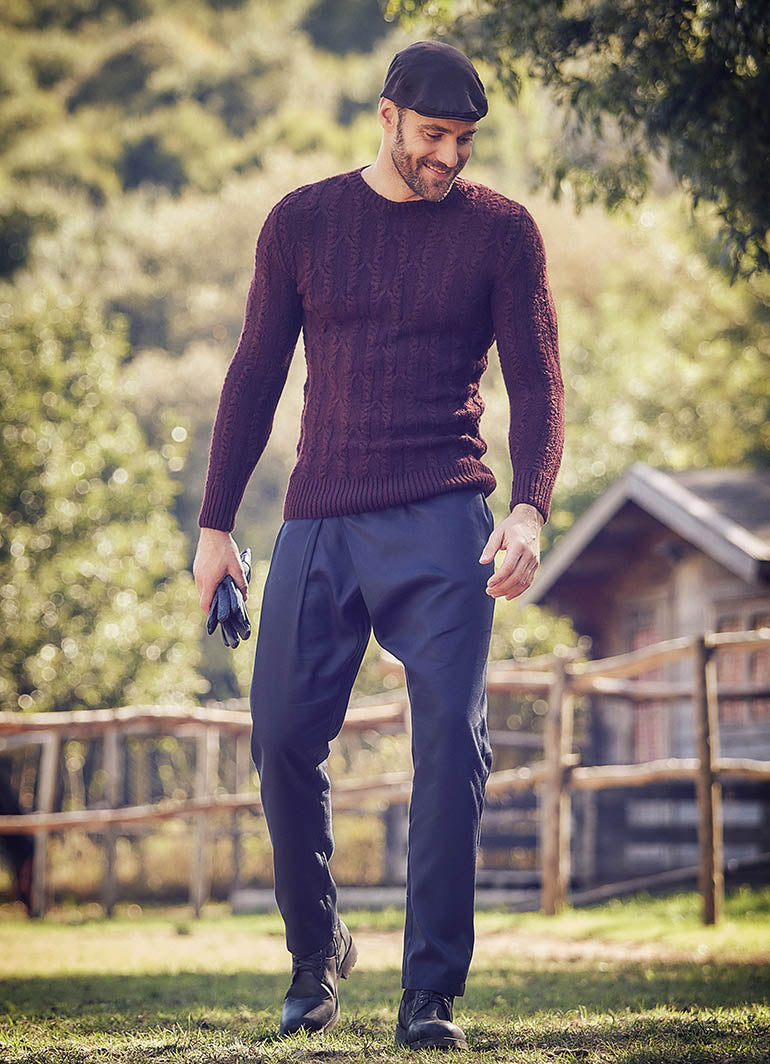 Wrap Front Medium Rise Slim Fit Navy Blue Trousers