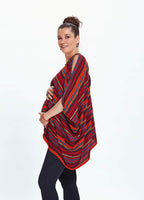 Relaxed Fit Red Striped Cold Shoulder Maternity Top