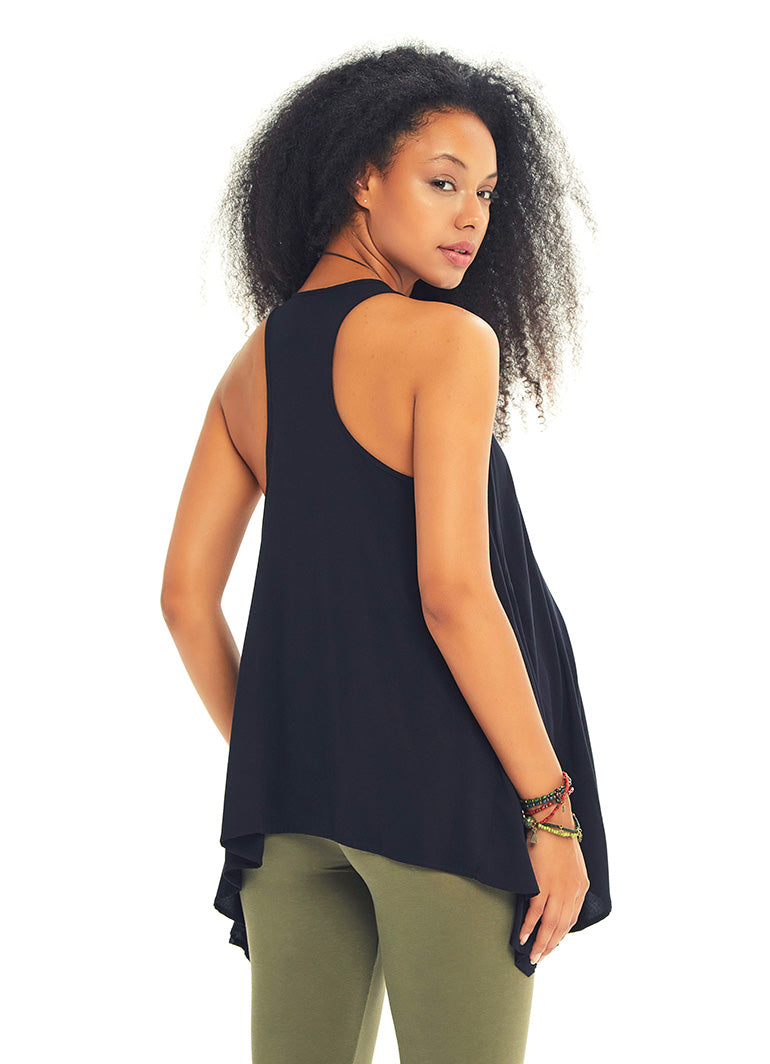 Halter Neck Loose Fit Black Maternity Tunic Top