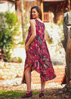 Scoop Neck Sleeveless Round Hem Tropical Print Maternity Dress