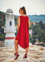 Scoop Neck Sleeveless Round Hem Bohemian Maternity Summer Dress