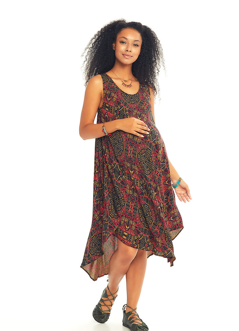 Scoop Neck Loose Fit Maternity Midi Dress