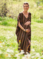 Asymmetrical Hem Loose Fit Hippie Style Striped Maternity Dress