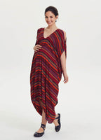 V Neck Asymmetrical Hem Hippie Style Wholesale Maternity Dress