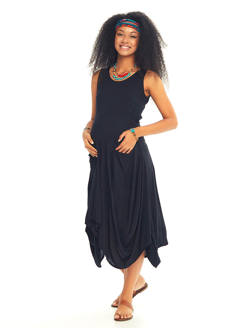 Boho Chic Sleeveless Black Maternity Dress