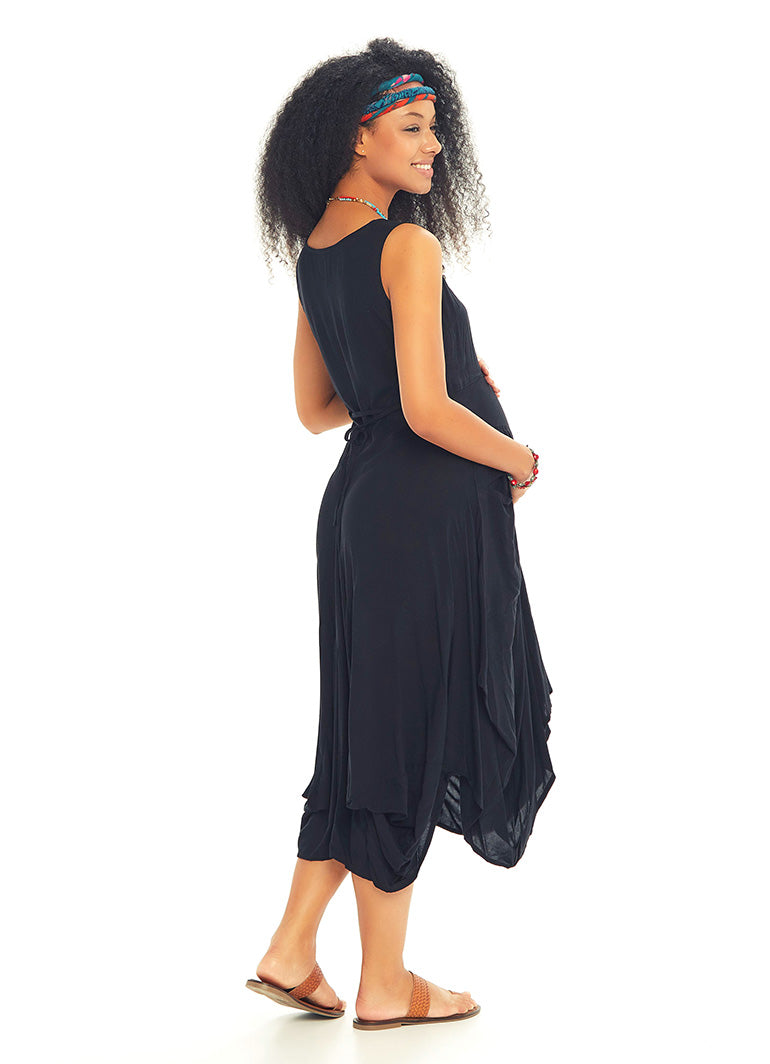 Boho Chic Sleeveless Black Maternity Dress