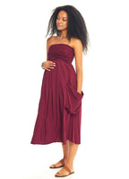 Strapless Drape Detail Midi Maternity Dress