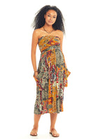 Oversized Pocket Detail Strapless Bohemian Maternity Midi Dress