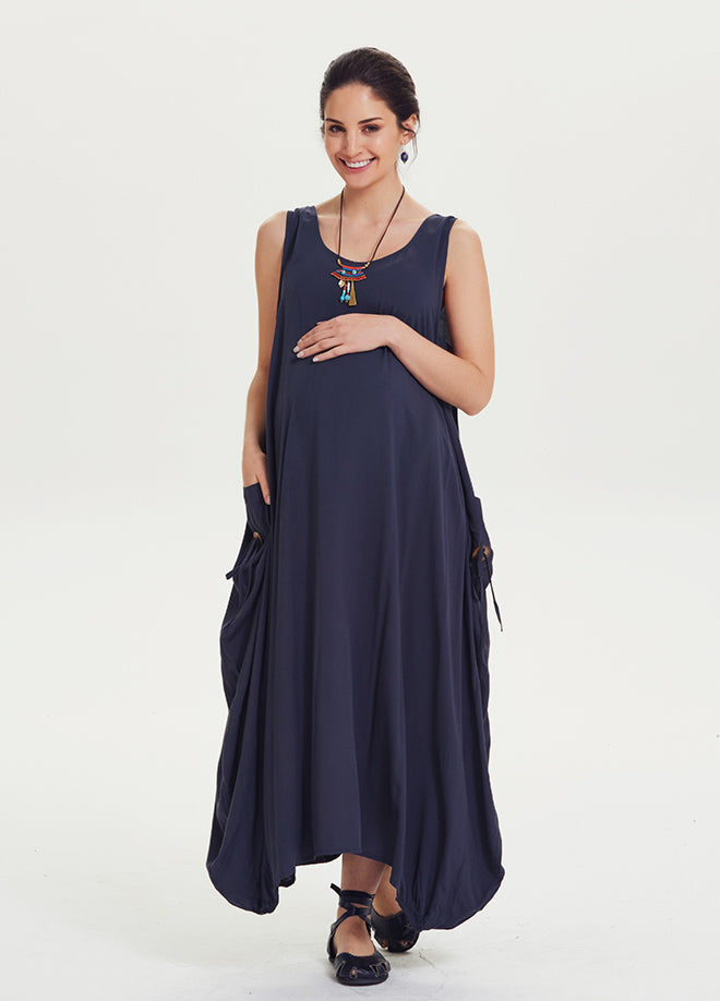 Scoop Neckline Loose Fit Bohemian Wholesale Maternity Maxi Dress