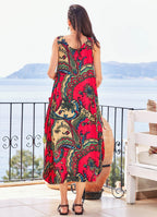 Oversize Buttoned Pockets Paisley Boho Wholesale Maternity Dress