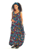 Blue Print Loose Fit Maternity Maxi Summer Dress