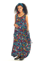 Blue Print Loose Fit Maternity Maxi Summer Dress