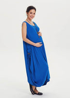 Oversize Buttoned Pockets Scoop Neck Loose Fit Maternity Dress