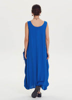 Oversize Buttoned Pockets Scoop Neck Loose Fit Maternity Dress