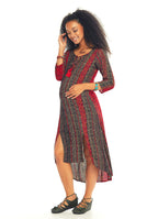Three Quarter Sleeve Boat Neck Maternity Tunic Dress