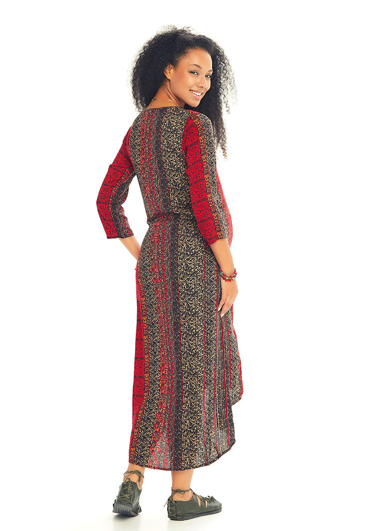 Three Quarter Sleeve Boat Neck Maternity Tunic Dress