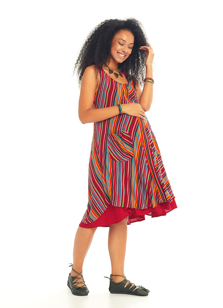 Double Layered Striped Maternity Sundress