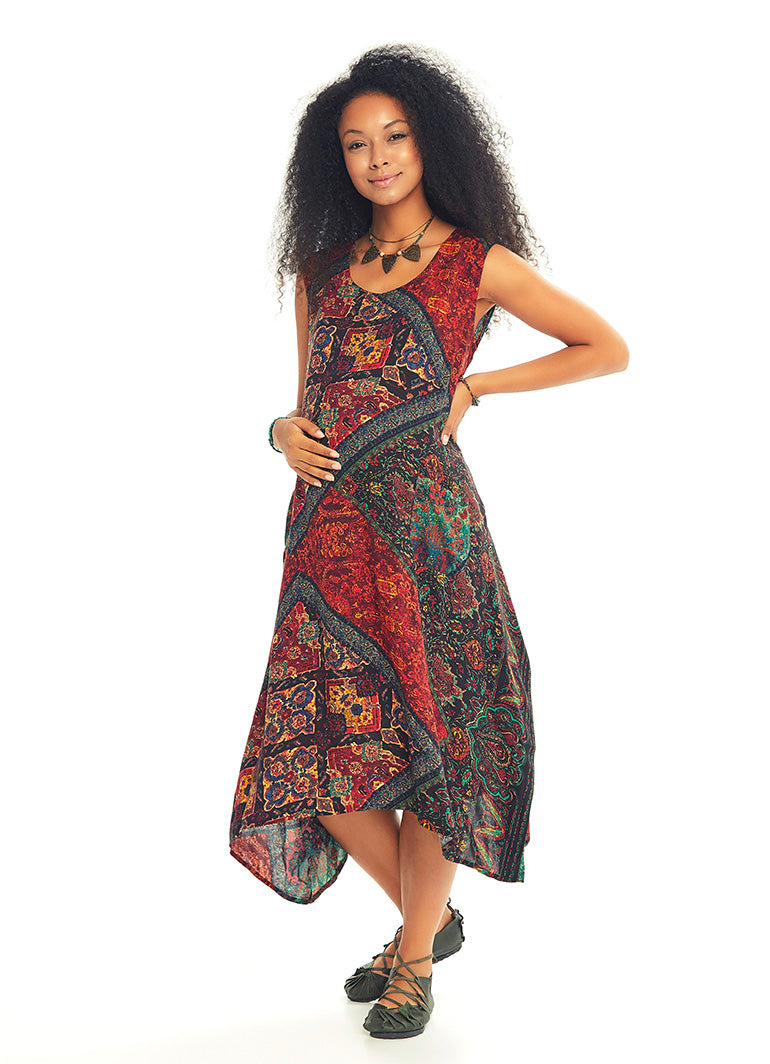 Ethnic Print Bohemian Style Maternity Wholesale Wrap Dress