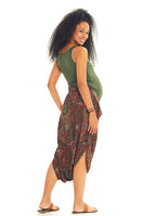 Ethnic Print Low Rise Brown Capri Skirt  Maternity Pants