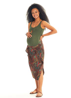 Ethnic Print Low Rise Brown Capri Skirt  Maternity Pants