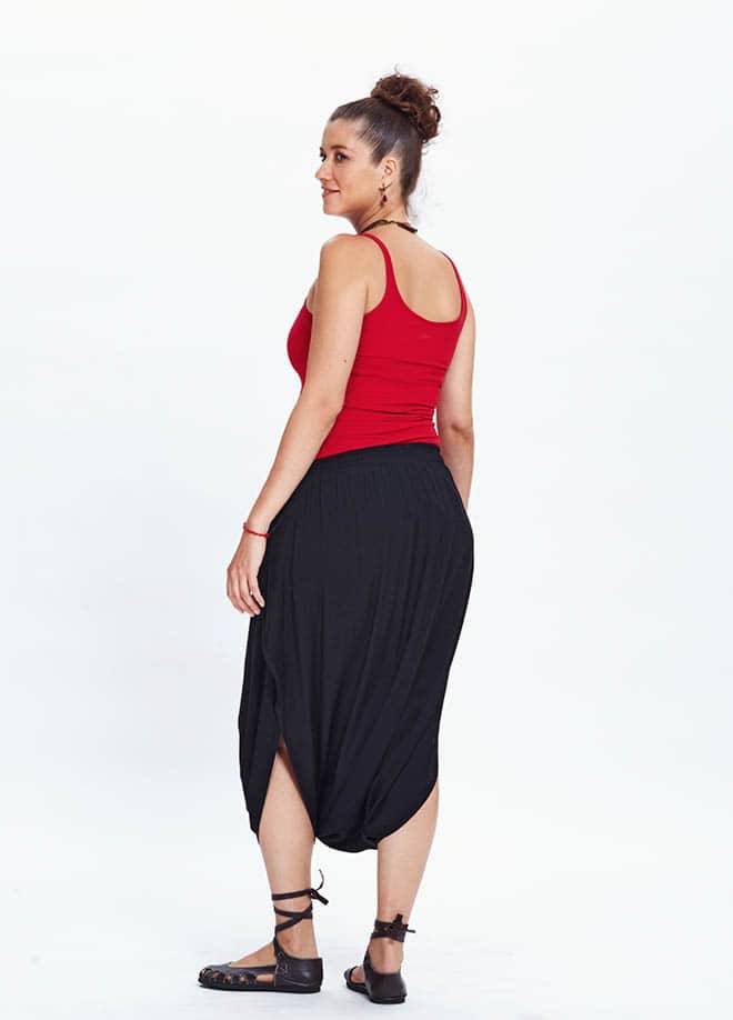 Pull On Elastic Waist Black Maternity Culottes