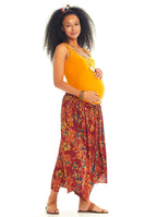 Floral Patterned Bohemian Split Front Palazzo Maternity Pants