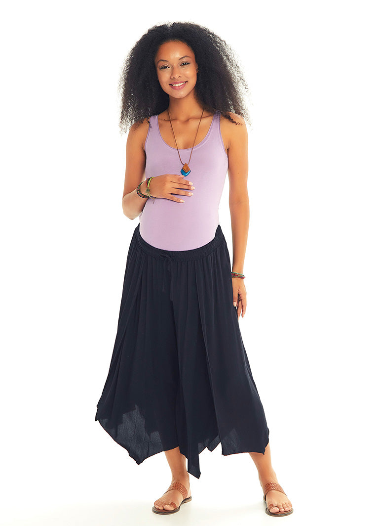Elastic Waist Split Front Loose Fit Maternity Pants