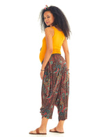 Paisley Print Draped Detail Elastic Waist Bohemian Harem Maternity Pants
