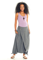 Elastic Waist Wrap Front Boho Style Casual Cotton Harem Maternity Pants