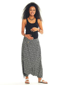 Adjustable Hem Wrap Front White Patterned Harem Maternity Pants