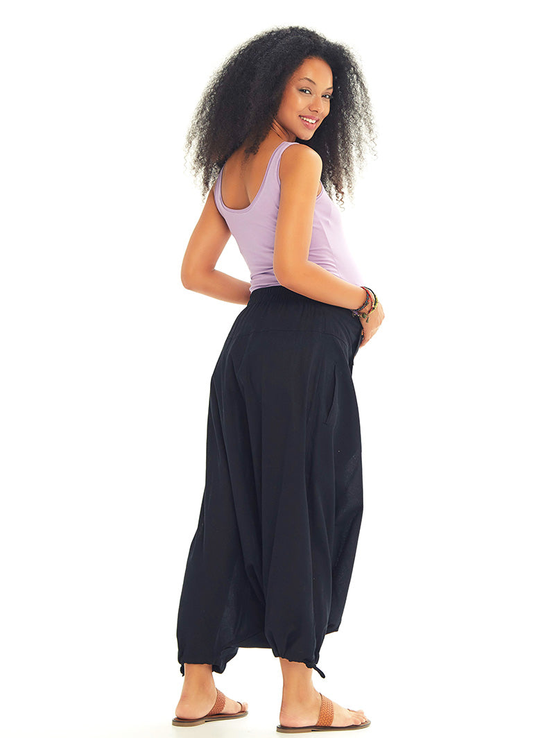 Elastic Waist Wrap Front Wholesale Gypsy Style Black Harem Maternity Pants
