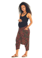 Karat Patterned Elastic Waist Capri Harem Maternity Pants