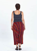 Elastic Waist Striped Hippie Style Maternity Capri Harem Pants