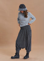 Shirred Waist Pocket Detail Grey Bohemian Harem Pants
