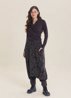 Shirred Waist Pocket Detail Brown Striped Winter Harem Pants