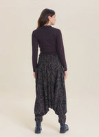 Shirred Waist Pocket Detail Brown Striped Winter Harem Pants