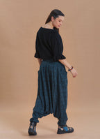 Shirred Waist Pocket Detail Teal Winter Harem Pants