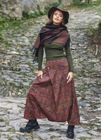 Retro Print Elastic Waist Wrap Front Detail Bohemian Harem Winter Pants