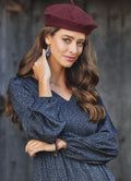V Neckline Boho Style Long Sleeve Short Dress