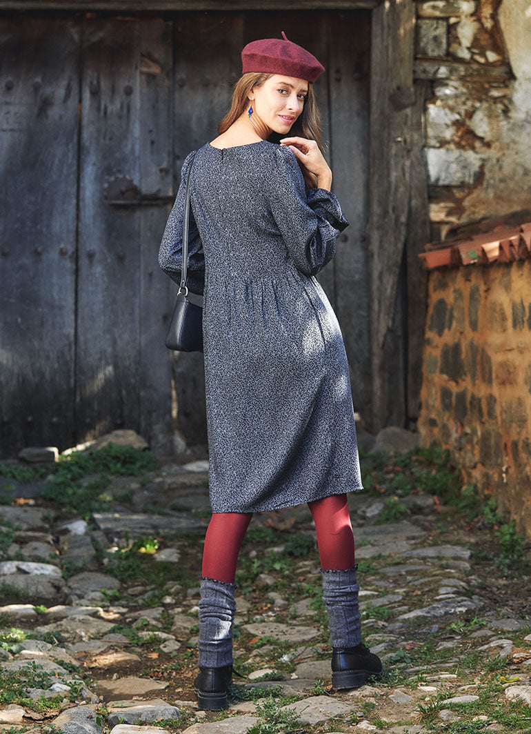 V Neckline Boho Style Long Sleeve Short Dress