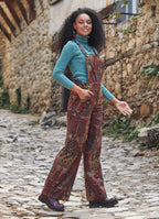 Adjustable Buckle Straps Paisley Jumpsuit