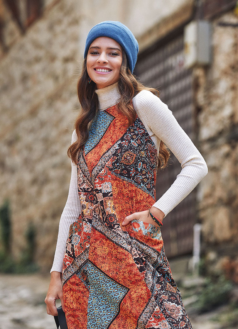 Halter Neck Printed Cotton Jumpsuit
