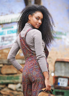 Retro Print Adjustable Buckle Straps Boho Jumpsuit