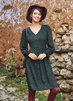Boho Style V Neck Puff Long Sleeve Short Dress