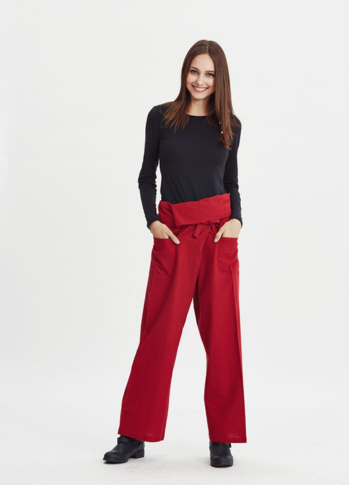 Adjustable Tie Waist Pocket Detailed Fisherman Yoga Pants