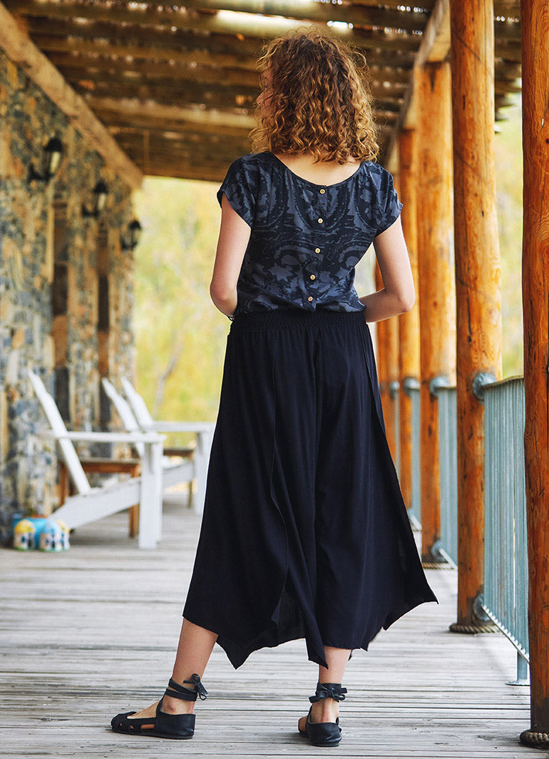 Black Bohemian Split Front Palazzo Pants