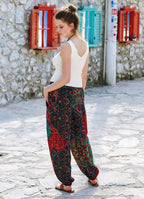 Ethnic Print Elastic Waist Boho Style Baggy Pants