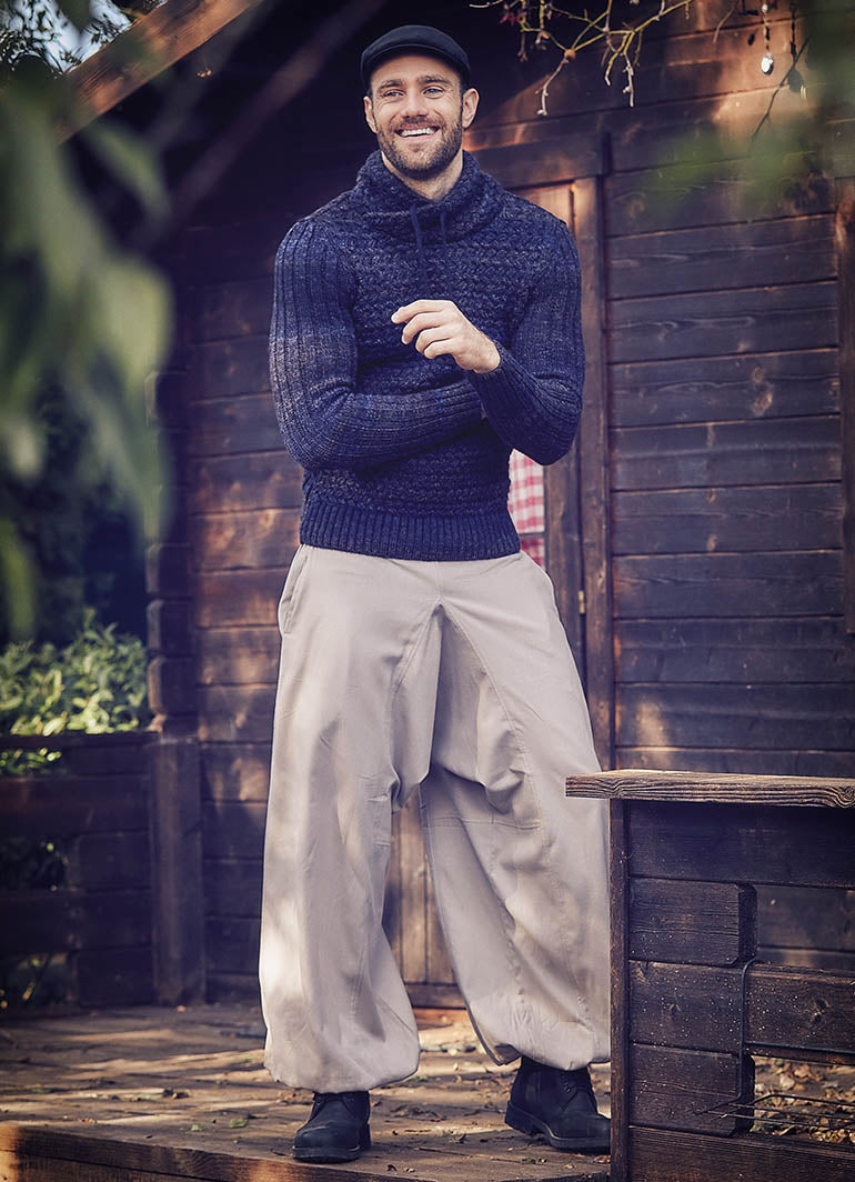 Elastic Waist and Hem Men's Harem Cream Pants